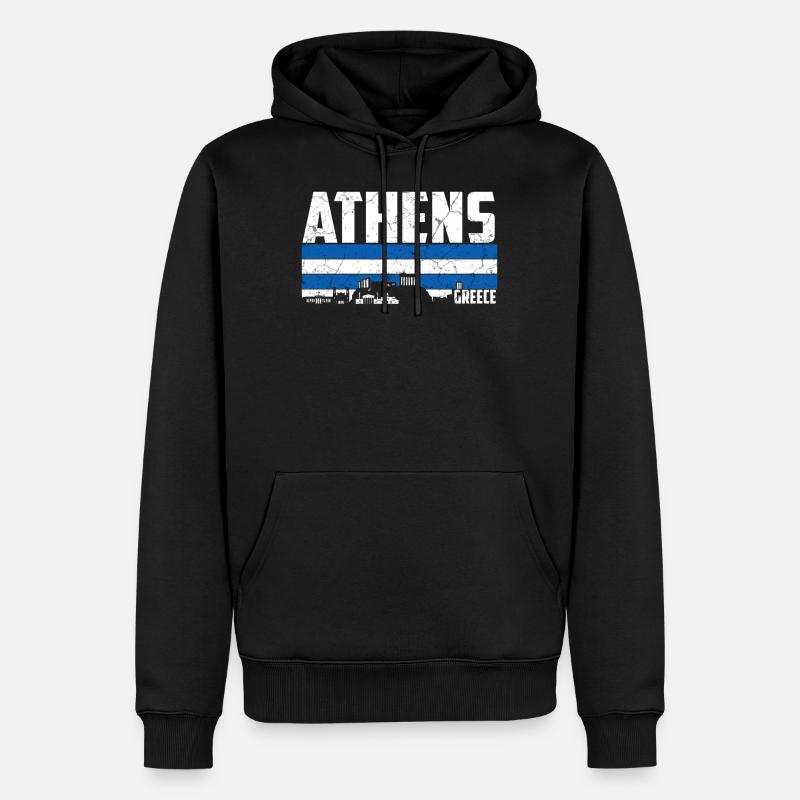 Skyline d'Athènes Grèce - Sweat à capuche Premium bio Homme - noir