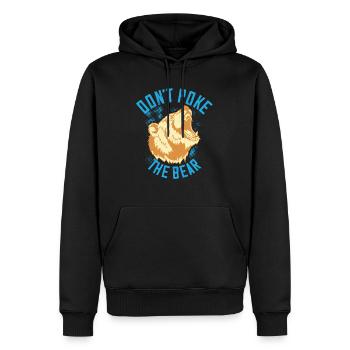 Bärenstark - Nicht anstupsen - Männer Premium Bio Hoodie - Schwarz - Vorne - Nico (187cm)