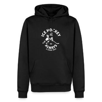 Hockey sur glace sport sports d'hiver patinoire - Sweat à capuche Premium bio Homme - noir - Devant - Nico (187cm)
