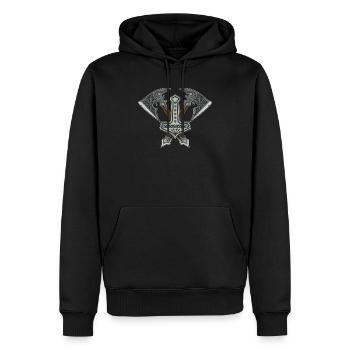 Mjolnir Thor Hammer Viking Norse Cosmology Runes - Männer Premium Bio Hoodie - Schwarz - Vorne - Nico (187cm)