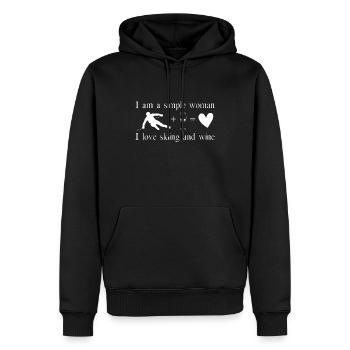 Skieuse après ski - Sweat à capuche Premium bio Homme - noir - Devant - Nico (187cm)