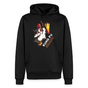Kung Fu Poulet Fou Drôle De Combat - Sweat à capuche Premium bio Homme - noir - Devant - Nico (187cm)