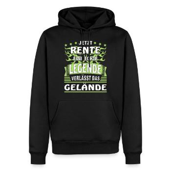 JETZT RENTE EINE LEGENDE VERLÄSST DAS GELÄNDE - Männer Premium Bio Hoodie - Schwarz - Vorne - Nico (187cm)