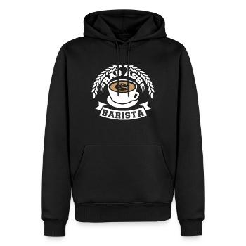 Café Barista Café en grains - Sweat à capuche Premium bio Homme - noir - Devant - Nico (187cm)