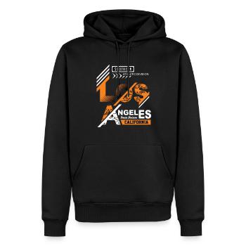 Los Angeles La - Sweat à capuche Premium bio Homme - noir - Devant - Nico (187cm)