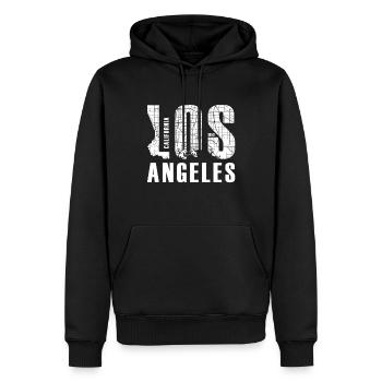 Los Angeles - Sweat à capuche Premium bio Homme - noir - Devant - Nico (187cm)