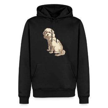 Dessin de chien cockapoo d'un cockapoo - Sweat à capuche Premium bio Homme - noir - Devant - Nico (187cm)