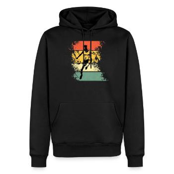Football rétro avec football sur vintage look used look - Sweat à capuche Premium bio Homme - noir - Devant - Nico (187cm)