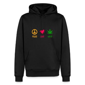 Peace Love Weed - Männer Premium Bio Hoodie - Schwarz - Vorne - Nico (187cm)