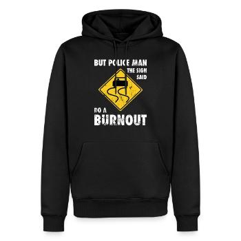 Police signe de la circulation voiture blague d'épuisement - Sweat à capuche Premium bio Homme - noir - Devant - Nico (187cm)