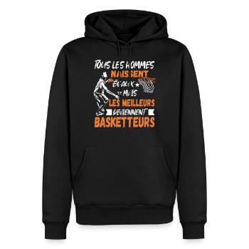 Basketteurs Cadeau pour Basketteur Humour - Sweat à capuche Premium bio Homme - noir - Devant - Nico (187cm)