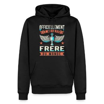 Meilleur Frère Du Monde - Sweat à capuche Premium bio Homme - noir - Devant - Nico (187cm)