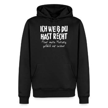 ICH WEIß du hast recht - Männer Premium Bio Hoodie - Schwarz - Vorne - Nico (187cm)