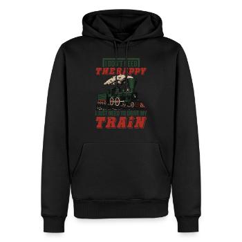 Eisenbahn Lok Dampflok Schaffner Eisenbahner - Männer Premium Bio Hoodie - Schwarz - Vorne - Nico (187cm)