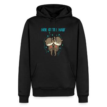 Otter Her Otter a aidé la tenue partenaire de Valtinstag - Sweat à capuche Premium bio Homme - noir - Devant - Nico (187cm)