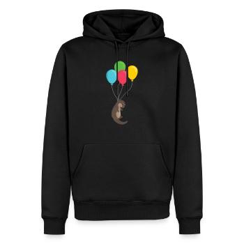 Loutre sur ballons loutre cadeau animal mignon - Sweat à capuche Premium bio Homme - noir - Devant - Nico (187cm)