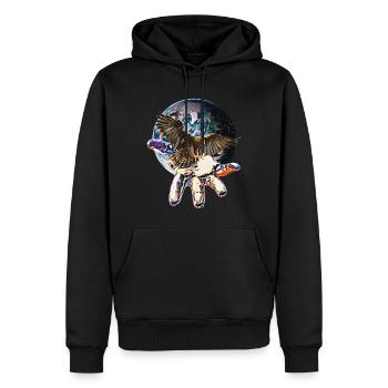 Adler - Männer Premium Bio Hoodie - Schwarz - Vorne - Nico (187cm)