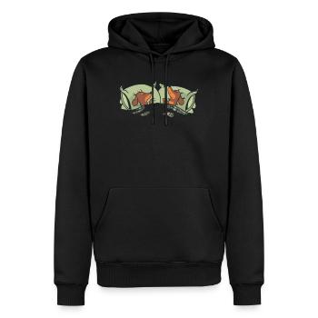 Schlafende Dackel im Bett Tier Geschenkidee Hunde - Männer Premium Bio Hoodie - Schwarz - Vorne - Nico (187cm)