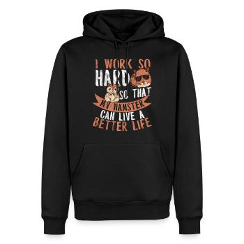 Hamster - Sweat à capuche Premium bio Homme - noir - Devant - Nico (187cm)