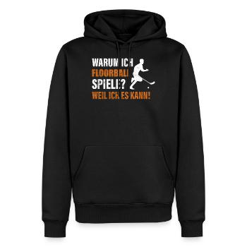 Floorball Unihockey Spruch - Männer Premium Bio Hoodie - Schwarz - Vorne - Nico (187cm)