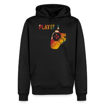Player 1 Gamer partnerlook Geschenk - Männer Premium Bio Hoodie - Schwarz - Vorne - Nico (187cm)