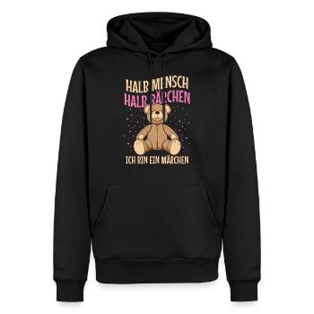 Bär halb Mensch Halb Bärchen, ich bin ein Märchen - Männer Premium Bio Hoodie - Schwarz - Vorne - Nico (187cm)