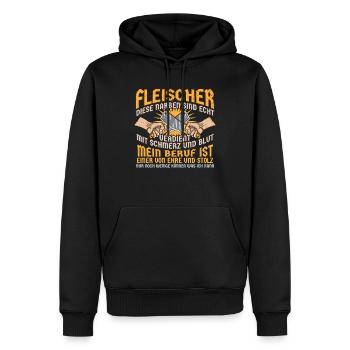 Fleischer Ehre Stolz Fleischliebhaber Beruf Spruch - Männer Premium Bio Hoodie - Schwarz - Vorne - Nico (187cm)