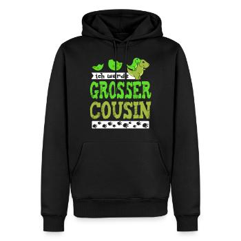 Ich bin bald grosser Cousin / werde großer Cousin - Männer Premium Bio Hoodie - Schwarz - Vorne - Nico (187cm)