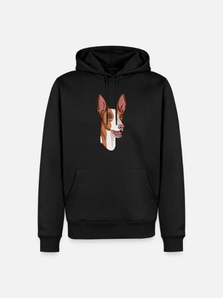 Podenco Hundekopfporträt - Männer Premium Bio Hoodie - Schwarz