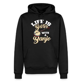 Banjo Instrument Banjoist Musiker Konzert - Männer Premium Bio Hoodie - Schwarz - Vorne - Nico (187cm)