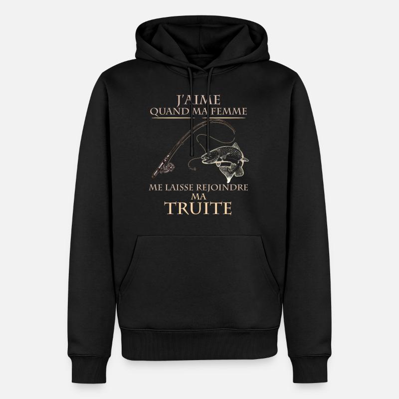 Pêcheur fan de truite - Sweat à capuche Premium bio Homme - noir