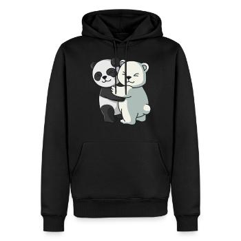 Panda mit Eisbär Bären Paar Liebe niedliche Tiere - Männer Premium Bio Hoodie - Schwarz - Vorne - Nico (187cm)