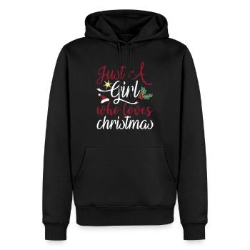Juste une fille qui aime Noël - Sweat à capuche Premium bio Homme - noir - Devant - Nico (187cm)