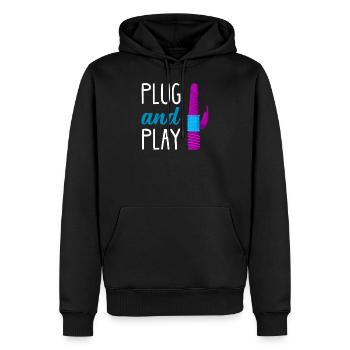 BDSM Bondage Sex Anal Plug Dildo Vibrator Sub - Männer Premium Bio Hoodie - Schwarz - Vorne - Nico (187cm)