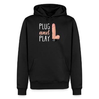 BDSM Bondage Sex Anal Plug Dildo Vibrator Sub - Männer Premium Bio Hoodie - Schwarz - Vorne - Nico (187cm)