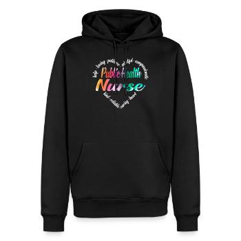 Infirmière en santé publique - Sweat à capuche Premium bio Homme - noir - Devant - Nico (187cm)
