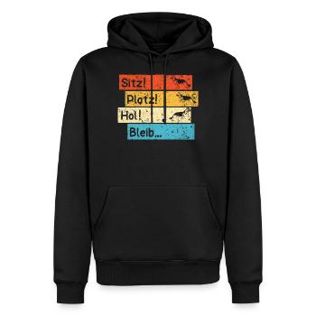 Sitz Platz Hol Bleib deutscher Schäferhund - Männer Premium Bio Hoodie - Schwarz - Vorne - Nico (187cm)
