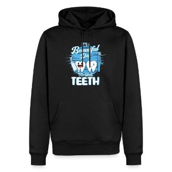 Zahnarzt Zahnärzte Zahn Zähne Zahnhygieniker Motiv - Männer Premium Bio Hoodie - Schwarz - Vorne - Nico (187cm)