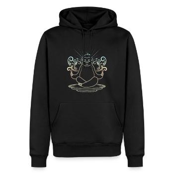 Yoga paresseux - Sweat à capuche Premium bio Homme - noir - Devant - Nico (187cm)