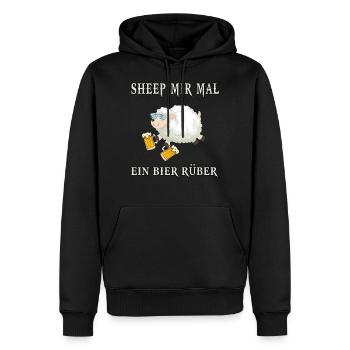 boire de la bière en disant le temps des moutons - Sweat à capuche Premium bio Homme - noir - Devant - Nico (187cm)