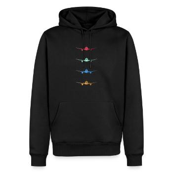 Vintage Flugzeuge Pilot Luftfahrt Piloten Motiv - Männer Premium Bio Hoodie - Schwarz - Vorne - Nico (187cm)