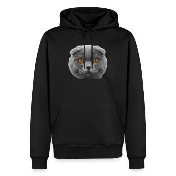 chat - Sweat à capuche Premium bio Homme - noir - Devant - Nico (187cm)