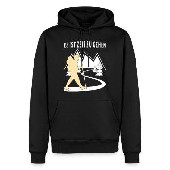 PILGER ES IST ZEIT ZU GEHEN - Männer Premium Bio Hoodie - Schwarz - Vorne - Nico (187cm)