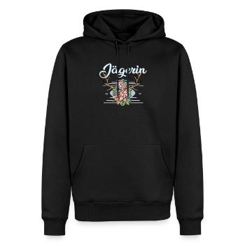 Jägerin Geweih Hirsch Rotwild Jäger Geschenk - Männer Premium Bio Hoodie - Schwarz - Vorne - Nico (187cm)