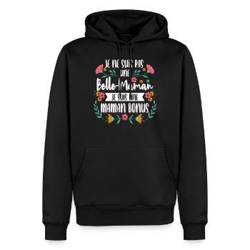 Je ne Suis pas Belle-Maman Je Suis une Maman Bonus - Sweat à capuche Premium bio Homme - noir - Devant - Nico (187cm)