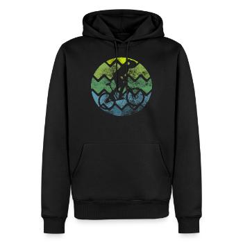 Straßenrad in Wien im Bikepark am Berg mit Kinder - Männer Premium Bio Hoodie - Schwarz - Vorne - Nico (187cm)