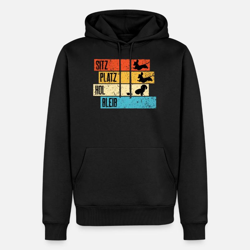 Retro Dackel Dachshund Teckel Witz - Männer Premium Bio Hoodie - Schwarz