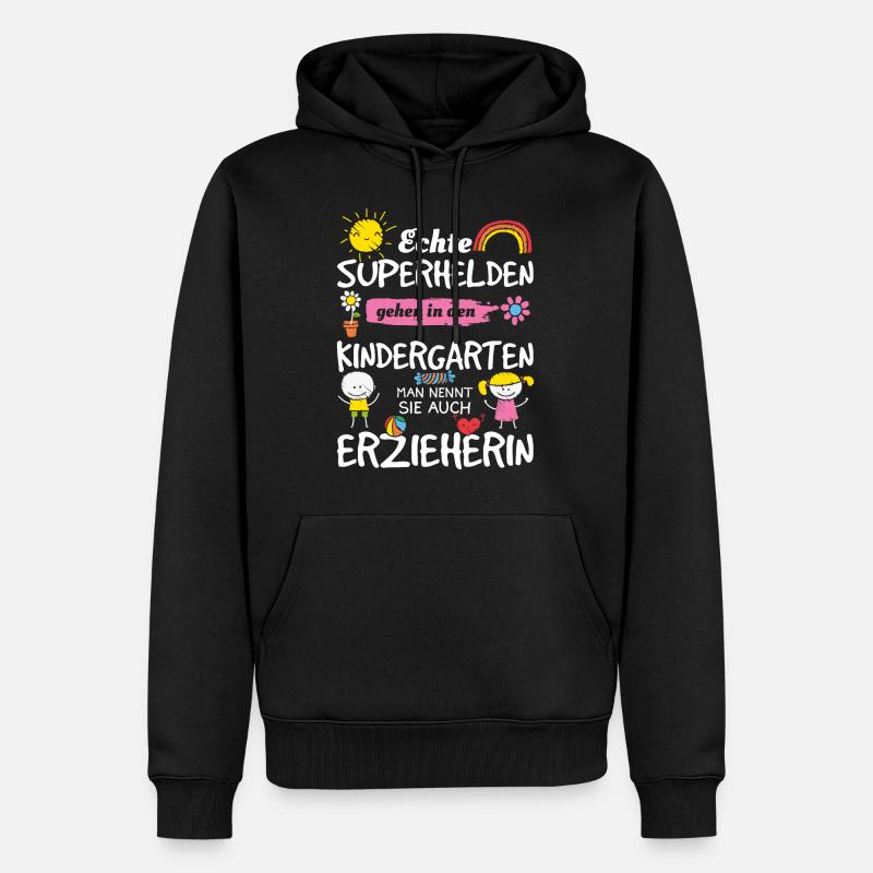 Echte Superhelden - Erzieherin Geschenkidee - Männer Premium Bio Hoodie - Schwarz