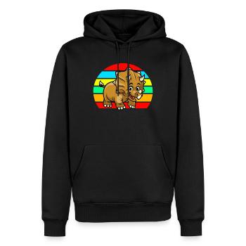 Triceratops sunset - Men’s Premium Organic Hoodie - black - Front - Nico (187cm)