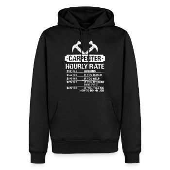 Cadeau de charpentier à taux horaire de charpentier - Sweat à capuche Premium bio Homme - noir - Devant - Nico (187cm)